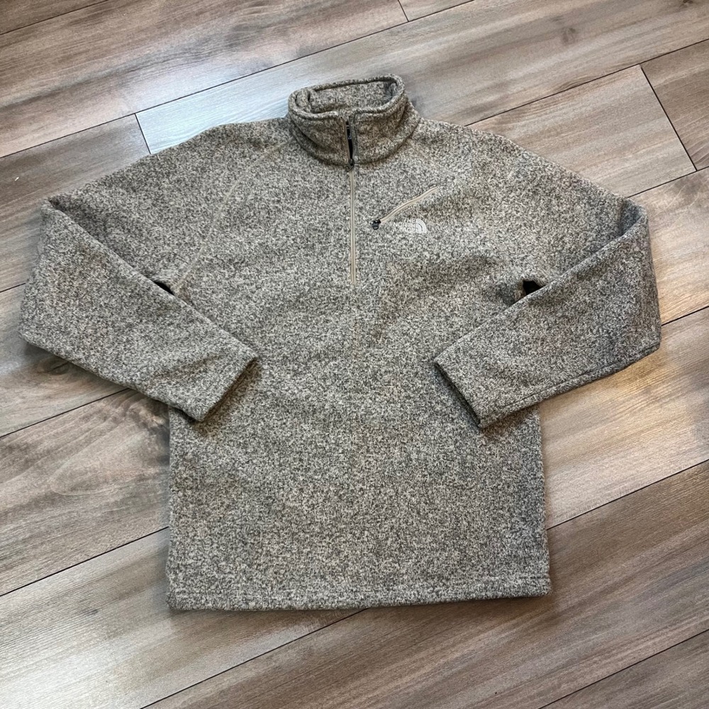 The North Face Mens Gordon Lyons Quarter Zip Fleece Pullover Tan Small S/P